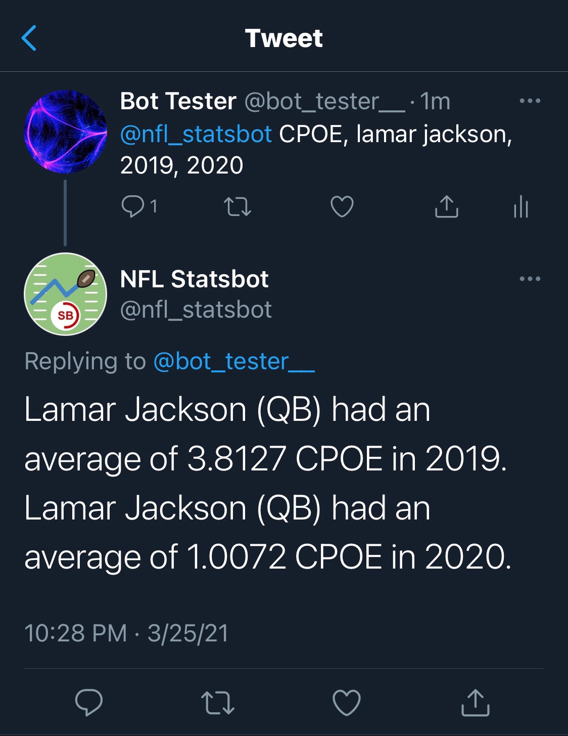 NFL Bot Tweet