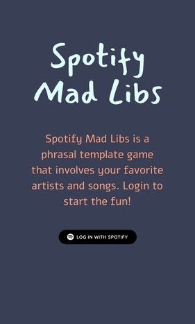 Spotify Mad Libs Screen